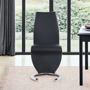 Homeroots Set Of Two Black And Silver Upholstered Faux Leather Dining Parsons Chairs  Wood 383956