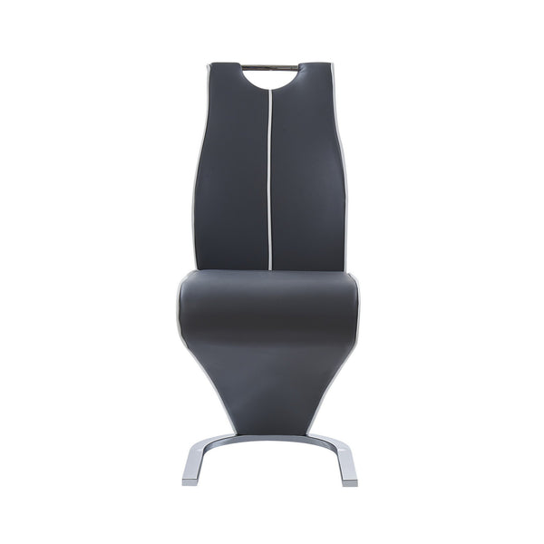 Homeroots Set Of Two Gray And White And Silver Upholstered Dining Side Chairs  Wood 383958