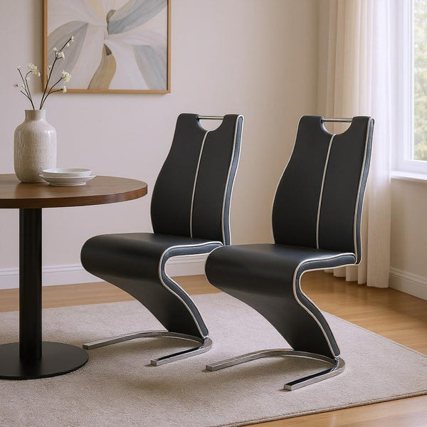 HomeRoots Set of Two Elegant Gray Upholstered Dining Chairs with Silver Legs for Contemporary Spaces 383958
