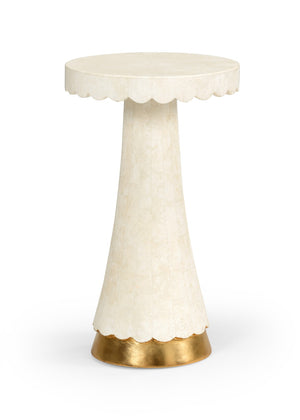 Chelsea House Puttick White Agate Side Table With Wood Accents & Gold Leaf Iron Base — Elegant Compact Accent Piece 383959