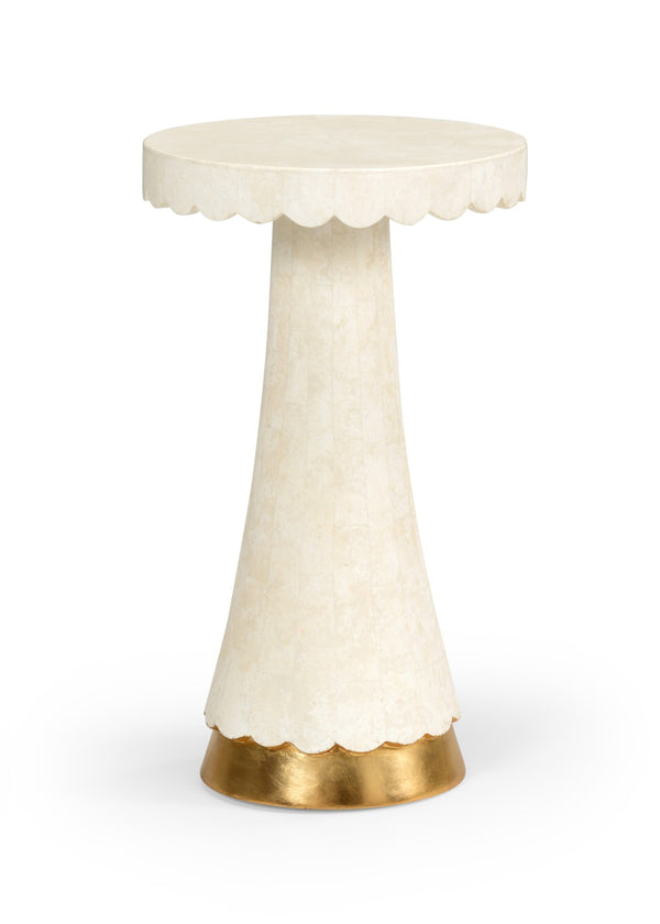 Chelsea House Puttick White Agate Side Table With Wood Accents & Gold Leaf Iron Base — Elegant Compact Accent Piece 383959