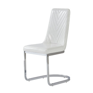 Homeroots Set Of Two White And Silver Upholstered Dining Side Chairs  Wood 383961