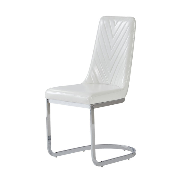 Homeroots Set Of Two White And Silver Upholstered Dining Side Chairs  Wood 383961
