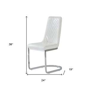 Homeroots Set Of Two White And Silver Upholstered Dining Side Chairs  Wood 383961