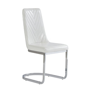 Homeroots Set Of Two White And Silver Upholstered Dining Side Chairs  Wood 383961