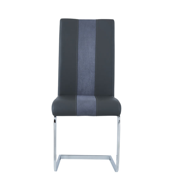 Homeroots Set Of Four Gray And Silver Upholstered Faux Leather Dining Side Chairs  Wood 383962