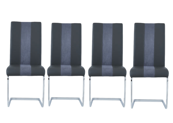 Homeroots Set Of Four Gray And Silver Upholstered Faux Leather Dining Side Chairs  Wood 383962