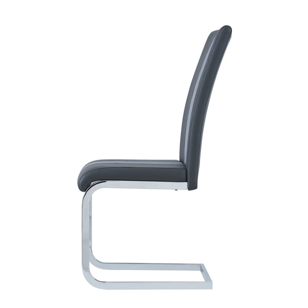 Homeroots Set Of Four Gray And Silver Upholstered Faux Leather Dining Side Chairs  Wood 383962