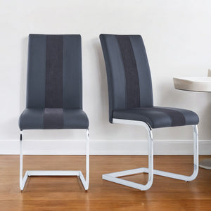 Homeroots Set Of Four Black And Silver Upholstered Faux Leather Dining Side Chairs  Wood 383963