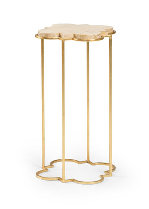 Chelsea House Bristol Natural Stone Drink Table With Antique Gold Iron Base — Compact Elegant Side Table For Small Spaces 383964