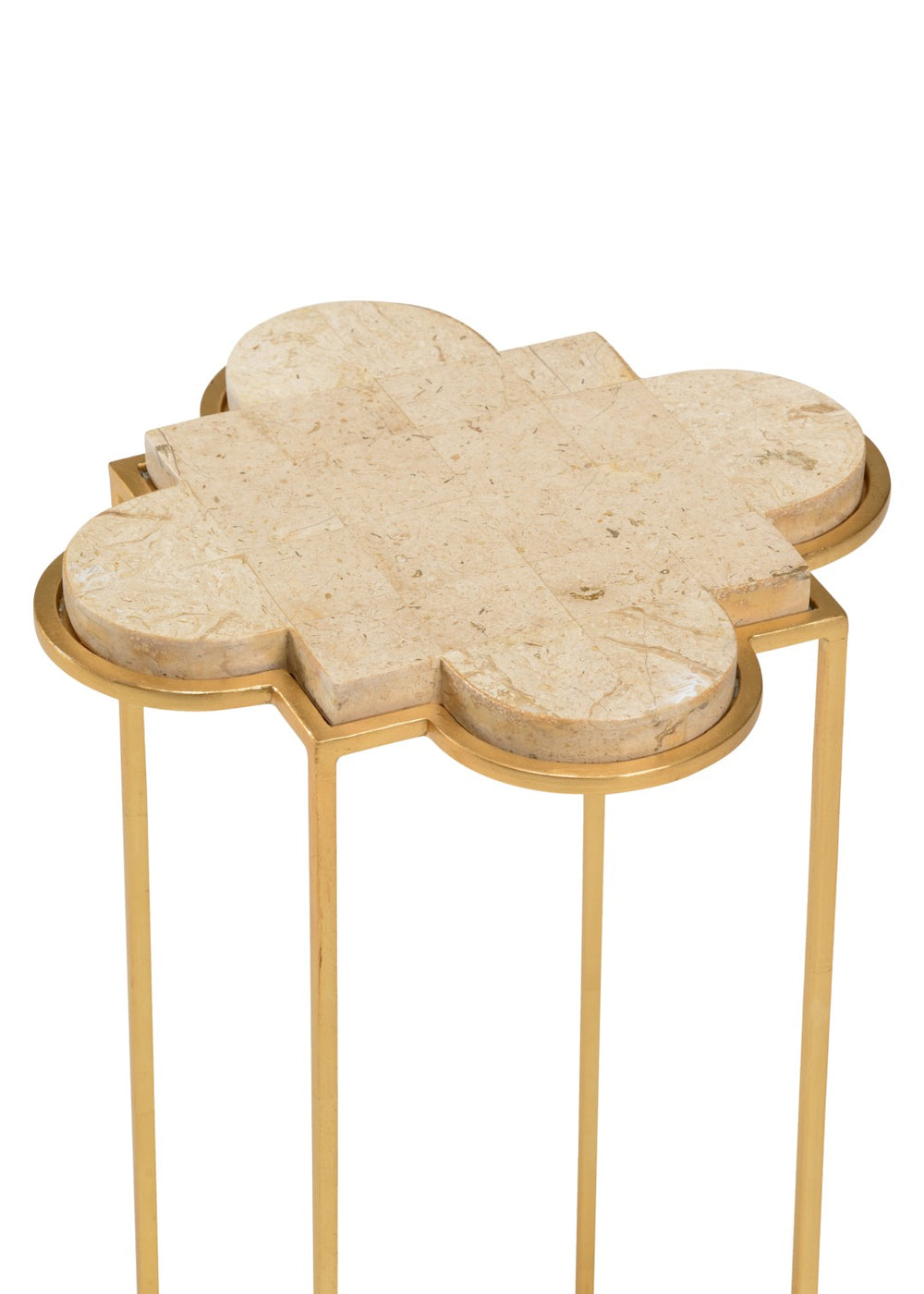 Chelsea House Bristol Natural Stone Drink Table With Antique Gold Iron Base — Compact Elegant Side Table For Small Spaces 383964