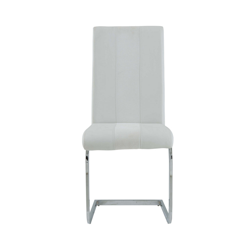 Homeroots Set Of Four White And Silver Upholstered Faux Leather Dining Side Chairs  Wood 383964