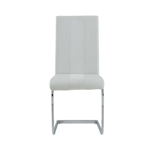 Homeroots Set Of Four White And Silver Upholstered Faux Leather Dining Side Chairs  Wood 383964