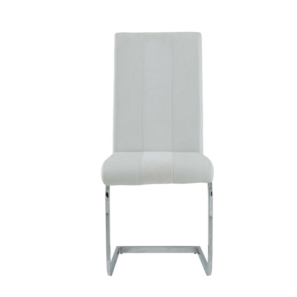 Homeroots Set Of Four White And Silver Upholstered Faux Leather Dining Side Chairs  Wood 383964
