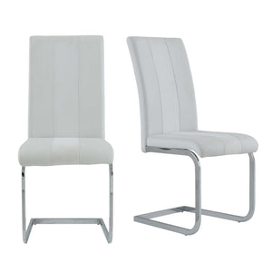 Homeroots Set Of Four White And Silver Upholstered Faux Leather Dining Side Chairs  Wood 383964
