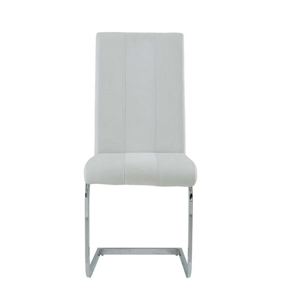 Homeroots Set Of Four White And Silver Upholstered Faux Leather Dining Side Chairs  Wood 383964