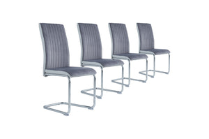Homeroots Set Of 4 Two Tone Grey And Chrome Dining Chairs  Wood 383965