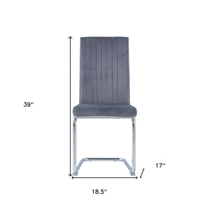 Homeroots Set Of 4 Two Tone Grey And Chrome Dining Chairs  Wood 383965