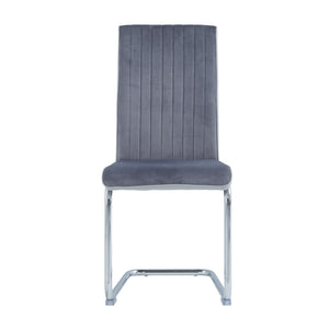 Homeroots Set Of 4 Two Tone Grey And Chrome Dining Chairs  Wood 383965