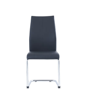 Homeroots Set Of Four Black And Silver Upholstered Faux Leather Dining Side Chairs  Metal 383966