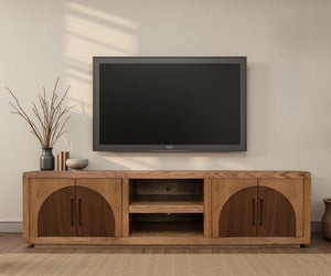 English Elm Eclipse 92" Tv Stand Console For 100" Tvs, Vintage Two-Tone Finish, No Assembly, Ample Storage Options B108P345177
