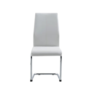 Homeroots Set Of Four White And Silver Upholstered Faux Leather Dining Side Chairs  Metal 383967