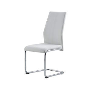 Homeroots Set Of Four White And Silver Upholstered Faux Leather Dining Side Chairs  Metal 383967