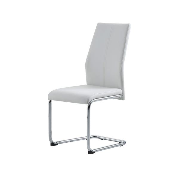 Homeroots Set Of Four White And Silver Upholstered Faux Leather Dining Side Chairs  Metal 383967