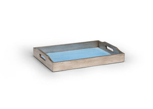 Chelsea House Small Blue Shagreen Tray — Hand-Finished Silver Leaf Frame, Textured Blue Interior, Elegant Catchall (18" X 13") 383979