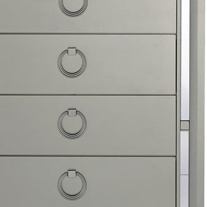 Homeroots 33" Silver Solid Wood Mirrored Five Drawer  Solid Wood 383980