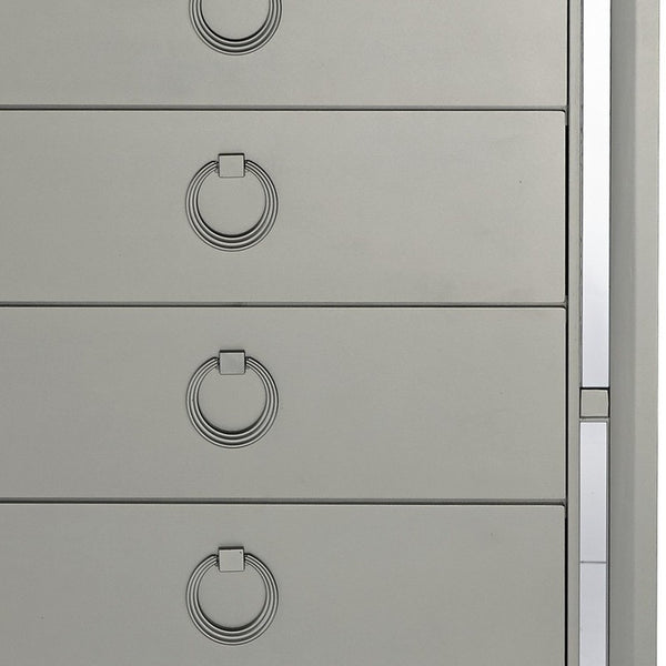 Homeroots 33" Silver Solid Wood Mirrored Five Drawer  Solid Wood 383980