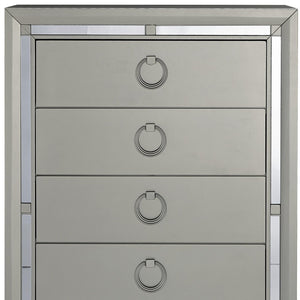 Homeroots 33" Silver Solid Wood Mirrored Five Drawer  Solid Wood 383980