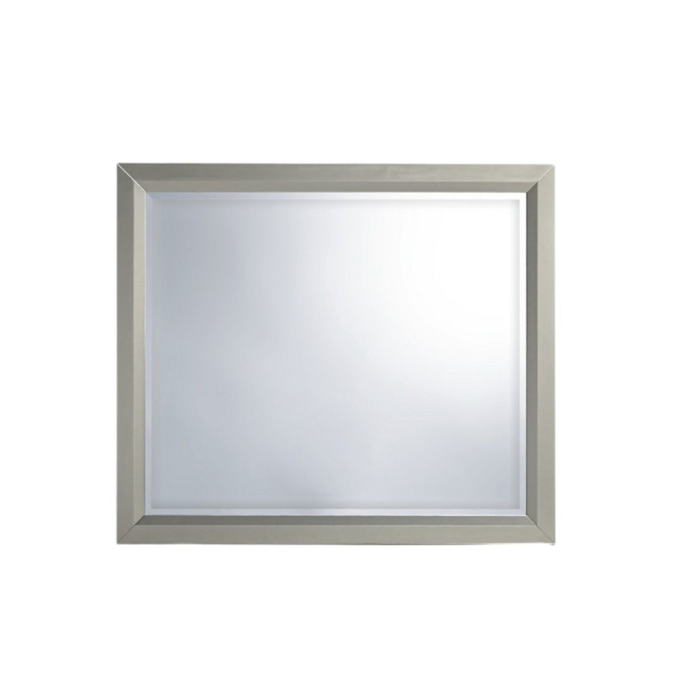 HomeRoots 36" Silver Framed Dresser Mirror - Contemporary Elegance with Beveled Glass for Modern Bedrooms 383982