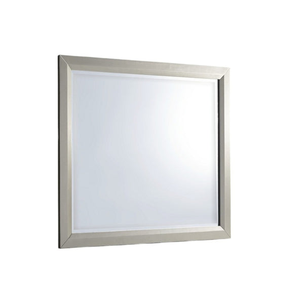 HomeRoots 36" Silver Framed Dresser Mirror - Contemporary Elegance with Beveled Glass for Modern Bedrooms 383982