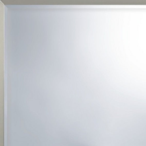 HomeRoots 36" Silver Framed Dresser Mirror - Contemporary Elegance with Beveled Glass for Modern Bedrooms 383982