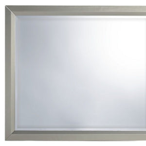 HomeRoots 36" Silver Framed Dresser Mirror - Contemporary Elegance with Beveled Glass for Modern Bedrooms 383982