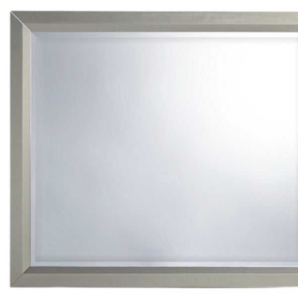 HomeRoots 36" Silver Framed Dresser Mirror - Contemporary Elegance with Beveled Glass for Modern Bedrooms 383982