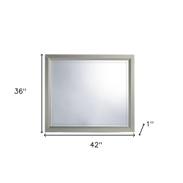HomeRoots 36" Silver Framed Dresser Mirror - Contemporary Elegance with Beveled Glass for Modern Bedrooms 383982