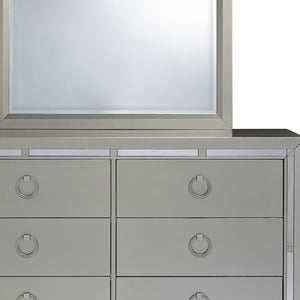 Homeroots Modern Silver Tone Mirror With Sleek Wood Trim  Wood 383982