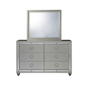 Homeroots Modern Silver Tone Mirror With Sleek Wood Trim  Wood 383982