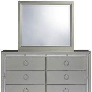 Homeroots Modern Silver Tone Mirror With Sleek Wood Trim  Wood 383982