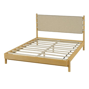 English Elm Christopher Knight Home® - Premium Rubber Wood Platform Bed Frame - Stylish Queen Bed With Beige Headboard, Mid-Century Design N770P288638A_N770P288639A