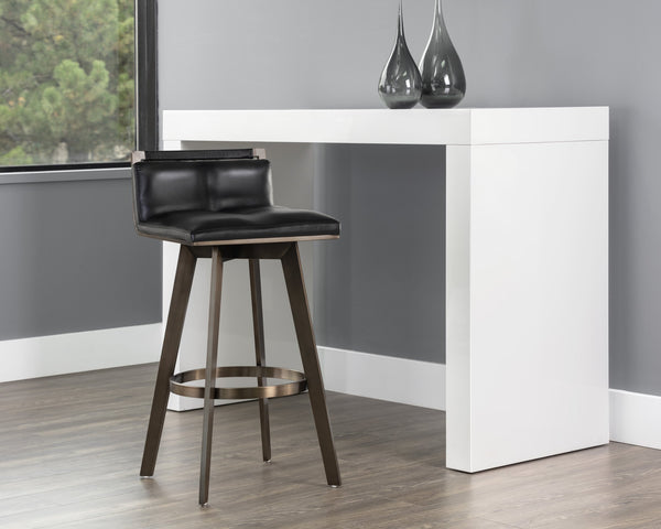 Sunpan Arizona Swivel Barstool - Stylish Art Deco Design with Antique Brass Finish and 360-Degree Comfort Castillo Black