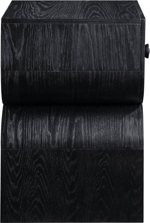 Meridian Furniture Jace Art Deco Oak Veneer Nightstand with Open Shelf and Drawer for Modern Bedroom Storage Black 383Black-NS