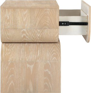 Meridian Furniture Jace Art Deco Oak Veneer Nightstand with Open Shelf and Drawer for Modern Bedroom Storage Natural 383Natural-NS