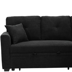 English Elm Sleeper Sectional with Pull Out Bed Reversible Chaise Storage Black Polyester Sofa W5568S00040