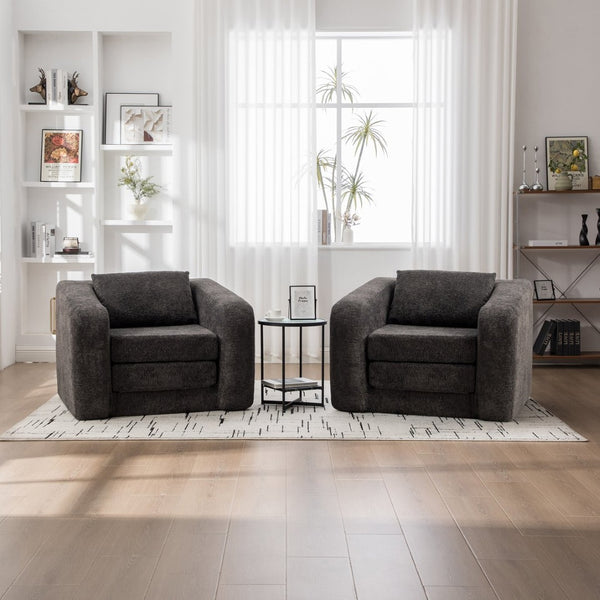 English Elm 40" Chenille Cloud Floor Chair Convertible Sleeper Sofa Lounge for Dorm Apartment Bedroom Gray W3118P388898