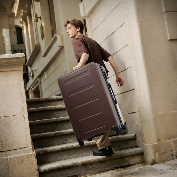 English Elm Luggage 5 Piece Hardside Abs Set with Front Access Carry on and Tsa Spinner Wheels Brown N732P391544O