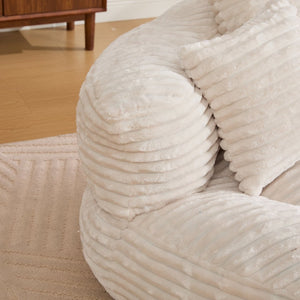 English Elm Bean Bag Sofa Oversized Corduroy Floor Lounge Chair with Armrests Pillows Foam Fill Beige W395P426811