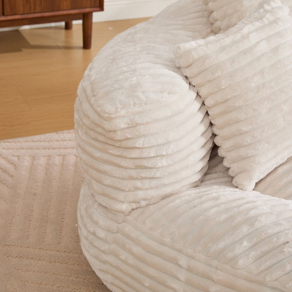 English Elm Bean Bag Sofa Oversized Corduroy Floor Lounge Chair with Armrests Pillows Foam Fill Beige W395P426811